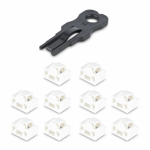 StarTech.com RJ45 Port Locks - 10 Pack with Security Key, Locking RJ45 Port Blocker/Dust Cover, Reusable Ethernet/LAN Port Protector, Snap In RJ45 Dust Blocker for Servers/Switches/Wall Plates Hvid – billede 5
