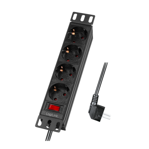 LogiLink Steckdosenleiste 4-fach mit Schalter,10"(1HE),2m, afbeelding 2