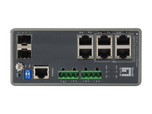 LevelOne TURING 8-Port L3 Lite Managed Gigabit PoE Industrial Switch, 2 x SFP, 4 PoE Outputs, 802.3at/af PoE – image 2