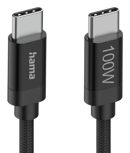 Hama Fabric USB-C - USB-C 100W 1.5 m nylon Oplader Zwart, afbeelding 5