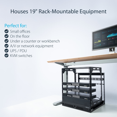 StarTech.com 19in 12U Sliding Rotating Open Frame Network Rack - 4 Post AV/Data Rack – image 4