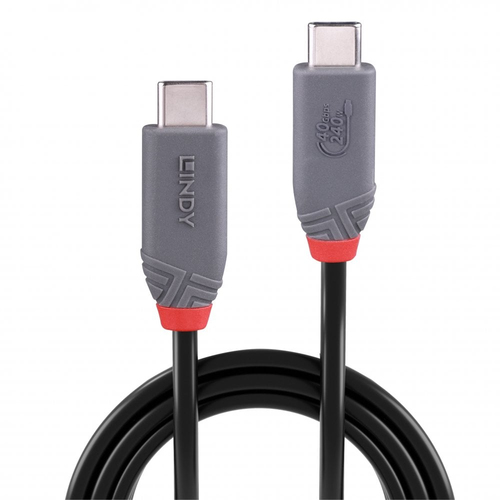 LINDY 1.5m USB4 240W Type C Kabel, 40Gbit/s, Anthra Line, afbeelding 2