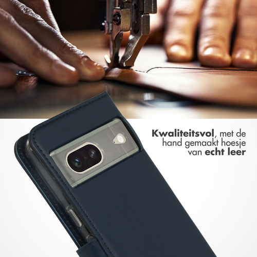 Selencia Echt Lederen Bookcase Google Pixel 7 - Blauw, afbeelding 2
