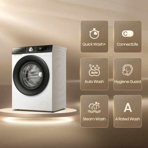 Hisense 3S Series WF3S8043BW 8kg WiFi Connected Washing Machine with 1400 rpm - White - A Rated, White - image 3