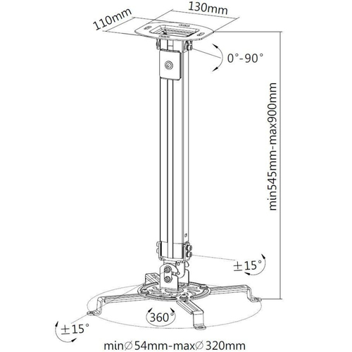 Techly ICA-PM 18M montaje para projector Techo Plata