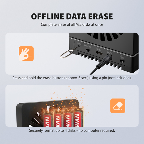 Axagon ADSA-M2C44 USB4 docking station for 4x M.2 NVMe SSDs, cloning – image 9