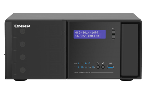QNAP QGD-3014-16PT-8G сетевой коммутатор Управляемый Gigabit Ethernet (10/100/1000) Питание по Ethernet (PoE) Черный