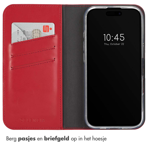 Selencia Echt Lederen Bookcase iPhone 16 Pro Max - Rood, afbeelding 3