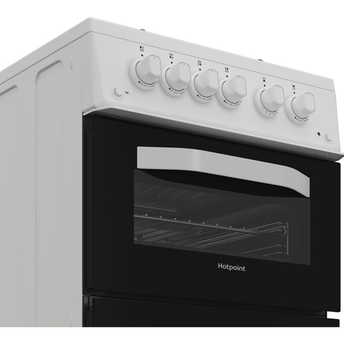 Hotpoint HTG5GCWL 50cm Twin Cavity Gas Cooker with Glass Lid in White - image 6