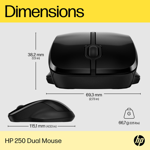 HP 6V2J7AA#Abb 250 Dual Mouse Optical Black 3 Buttons 1600 dpi - image 8
