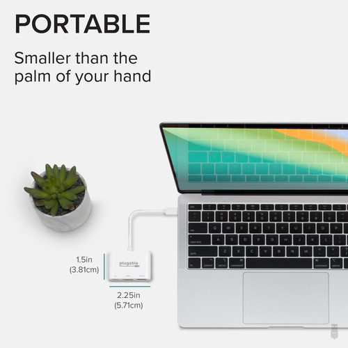 Plugable Technologies USB C to HDMI Multiport Adapter, Driverless 3-in-1 USB C Hub with 4K HDMI Output, USB 3.0 and USB-C Charging Port, Compatible with MacBook – image 6