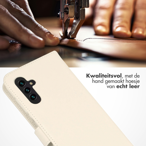 Selencia Echt Lederen Bookcase Samsung Galaxy A13 (5G) / A04s - Greige, afbeelding 2