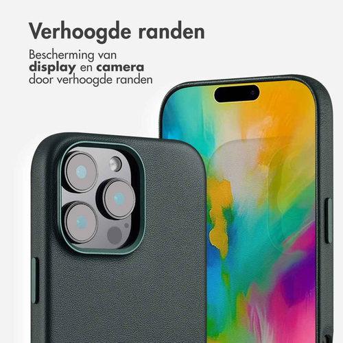 Accezz MagSafe Leather Backcover voor iPhone 16 Pro Max Telefoonhoesje Groen, afbeelding 4
