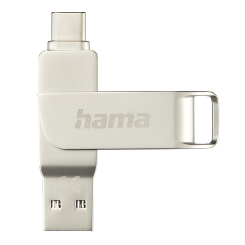 Hama C-Rotate Pro USB флеш накопитель 128 GB USB Type-A / USB Type-C 3.2 Gen 1 (3.1 Gen 1) Серебристый