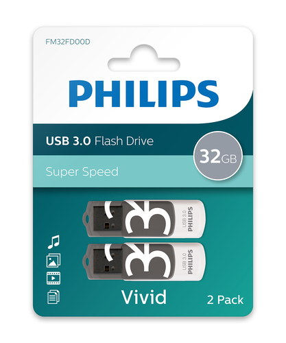 Philips Vivid USB flash drive 64 GB USB Type-A 3.2 Gen 1 (3.1 Gen 1) Grijs, Wit, afbeelding 3