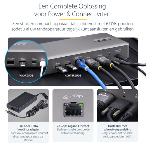 StarTech.com USB4 Docking Station, USB-C 40Gbps, Dual Video HDMI, Up to 2x 4K 60Hz 4:4:4 (RGB) or 2x 4K 120Hz 4:2:2, Multi-Monitor Dock, 6x USB,, afbeelding 9
