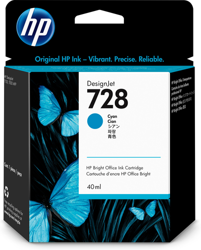 Cartucho HP 728 Cyan 40ml F9J63A - Hewlett Packard