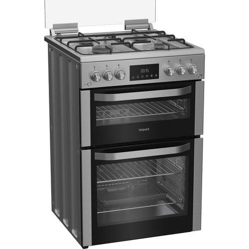 Hotpoint HDG6GDCX 60cm wide Double Oven Gas Cooker - Stainless Steel - image 3