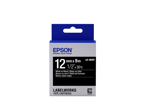 Epson Etikettenkassette LK-4BWV - Vivid - weiß auf schwarz - 12mmx9m