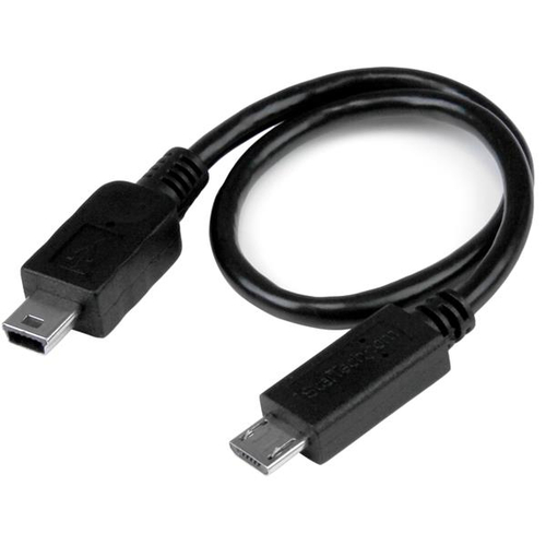 StarTechcom Cable USB OTG de 20cm - Cable Adaptador Micro USB a Mini USB - Macho a Macho - Cable para Dispositivos Móviles - Cable USB - mini USB tipo B M a Micro-USB tipo B M - USB OTG - 2032 cm - negro - UMUSBOTG8IN