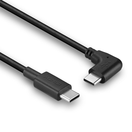LINDY USB 2.0 Type C Kabel, 90° gewinkelt 1m, afbeelding 3
