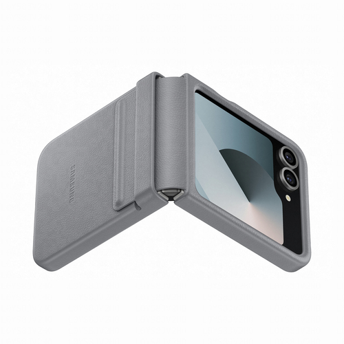 Samsung Galaxy Z Flip 6 Back Cover Kunstleer Grijs, afbeelding 2