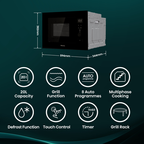 Hisense BIM320G52BGUK microwave Black Grill microwave Built-in – image 3