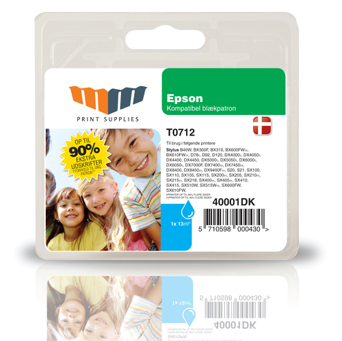 MM Cyan Inkjet Cartridge - Replaces Epson T0712 - 90% Extra ink compared to OEM