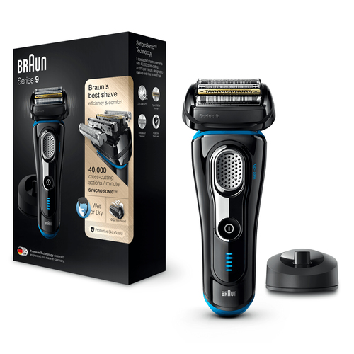 Braun Series 9 Electric Shaver for Men 9240s, Charging Stand and Travel Case - Black/Eloxal Blue – image 2