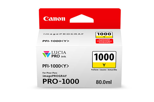 Canon PFI1000Y Yellow Standard Capacity Ink Cartridge 80ml - 0549C001