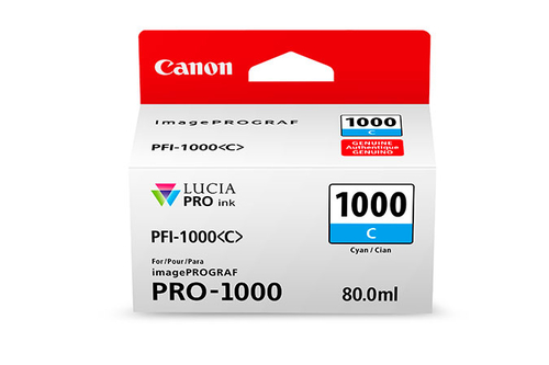 Canon PFI1000C Cyan Standard Capacity Ink Cartridge 80ml - 0547C001