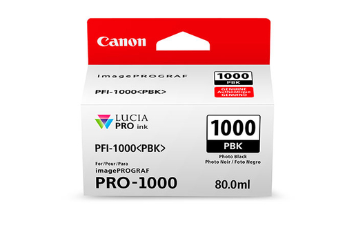 Canon PFI1000PBK Photo Black Standard Capacity Ink Cartridge 80ml - 0546C001