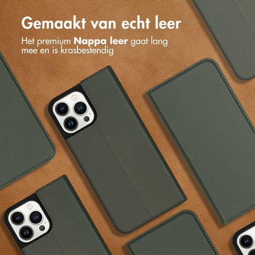 Accezz Premium Leather Slim Bookcase iPhone 13 Pro Max - Groen, afbeelding 2