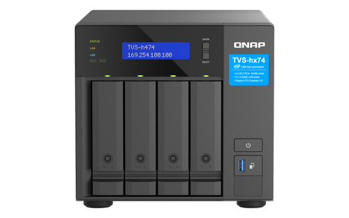 NAS QNAP H474-PT-8G / 4 BAHIAS / TORRE / INTEL PENTIUM 2NUCLEOS 37GHZ / 8GB RAM DDR4 / M2 22802 / LAN 25GBE2 / WAKE ON LAN / PCIE 2 / USB 323 / HDMI1 / HOT SWAP / NO INCLUYE DISCOS TVS-H474-PT-8G-US - TVS-H474-PT-8G-US