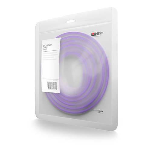 LINDY 3m CAT6 U/UTP Snagless Gigabit Network Cable. Purple, afbeelding 2