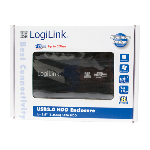 LogiLink Enclosure 2,5 Inch S-SATA HDD USB 3.0 Alu - Storage enclosure, afbeelding 2