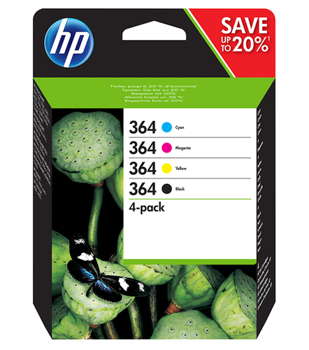 HP 364 Black and Colour Standard Capacity Ink Cartridge 6ml 3x 3ml Multipack - N9J73AE