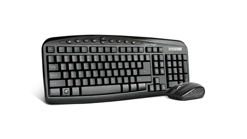  Kit Teclado y Mouse Inalámbrico VORAGO  KM-303 Estándar, 103 teclas, Negro, 10 m, 1200 DPI  KM-303 KM-303 EAN 7502266673866UPC  - KM-303