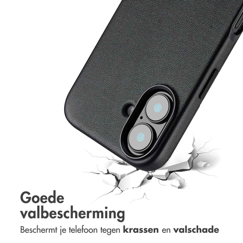 Accezz MagSafe Leather Backcover iPhone 16 - Onyx Black, afbeelding 7