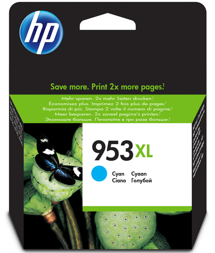 HP 953XL Cyan High Yield Ink Cartridge 20ml for HP OfficeJet Pro 8210/​8710/​8720/​8730/​8740 - F6U16AE