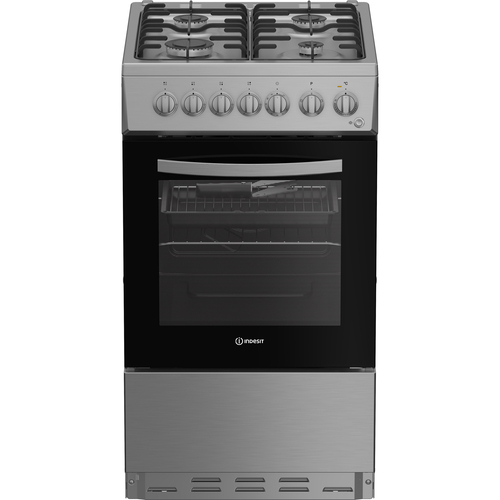 Indesit I5G3PMX 50cm Wide Single Oven Dual Fuel Cooker - Stainless Steel - image 1