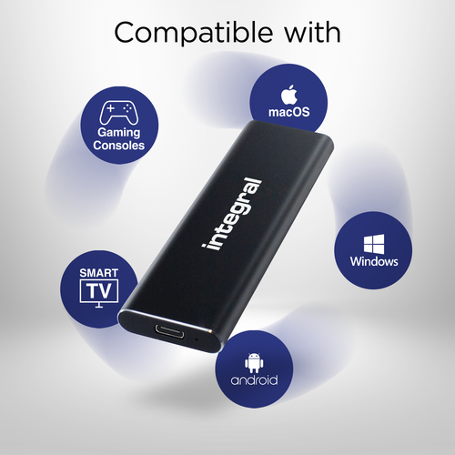 Integral 2TB PORTABLE EXTERNAL SSD USB-C 3.2 GEN.2 SLIMXPRESS BLACK R-1050MBs W-1000MBs USB-C to C CABLE USB-C TO A ADAPTER – image 6