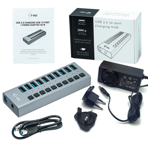 i-tec USB 3.0 Charging HUB 10 port + Power Adapter usb-hub, afbeelding 4