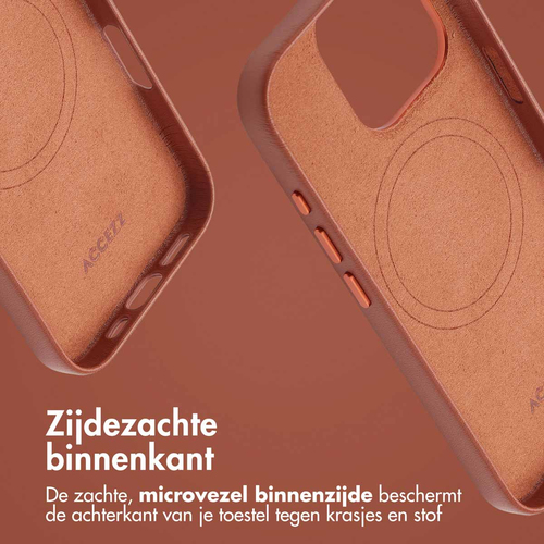 Accezz MagSafe Leather Backcover voor iPhone 16 Pro Telefoonhoesje Bruin, afbeelding 6