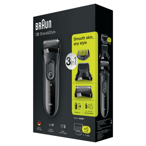 Braun Series 3 Shave&Style 3000BT Electric Shaver, Razor for Men, Black/Grey – image 4