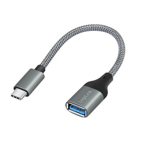 LogiLink USB 3.2 Gen1 Type-C adapter, C/M to USB-A/F, OTG, auminum, 0.15 m