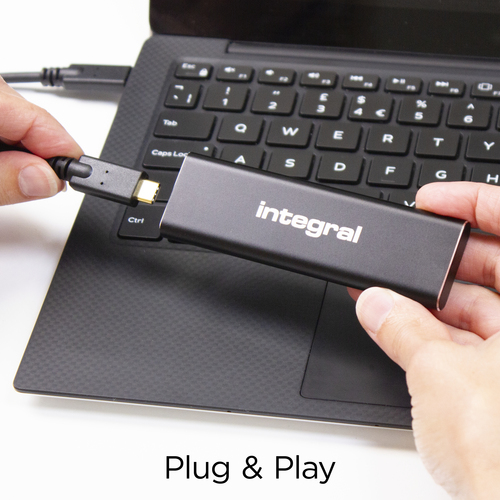 Integral 2TB PORTABLE EXTERNAL SSD USB-C 3.2 GEN.2 SLIMXPRESS BLACK R-1050MBs W-1000MBs USB-C to C CABLE USB-C TO A ADAPTER – image 7