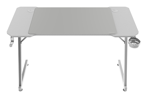 Mars Gaming MGD-X120, Mesa Gaming Ergonómica, Superficie en Fibra de Carbono, Estructura Metálica, Alfombrilla XXL, Soporte Auriculares y Bebida, Gestión Cableado, Escritorio PC 120x60cm, Blanco