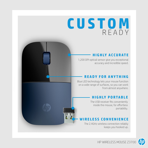 HP Z3700 mouse RF Wireless Optical 1200 Dpi Ambidextrous - image 7