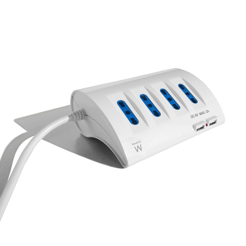 Ewent EW3934 power extension 2 m 5 AC outlet(s) Indoor Blue, White